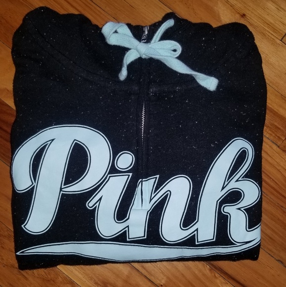 PINK sweatshirt speckled marble light blue logo - Picture 2 of 4